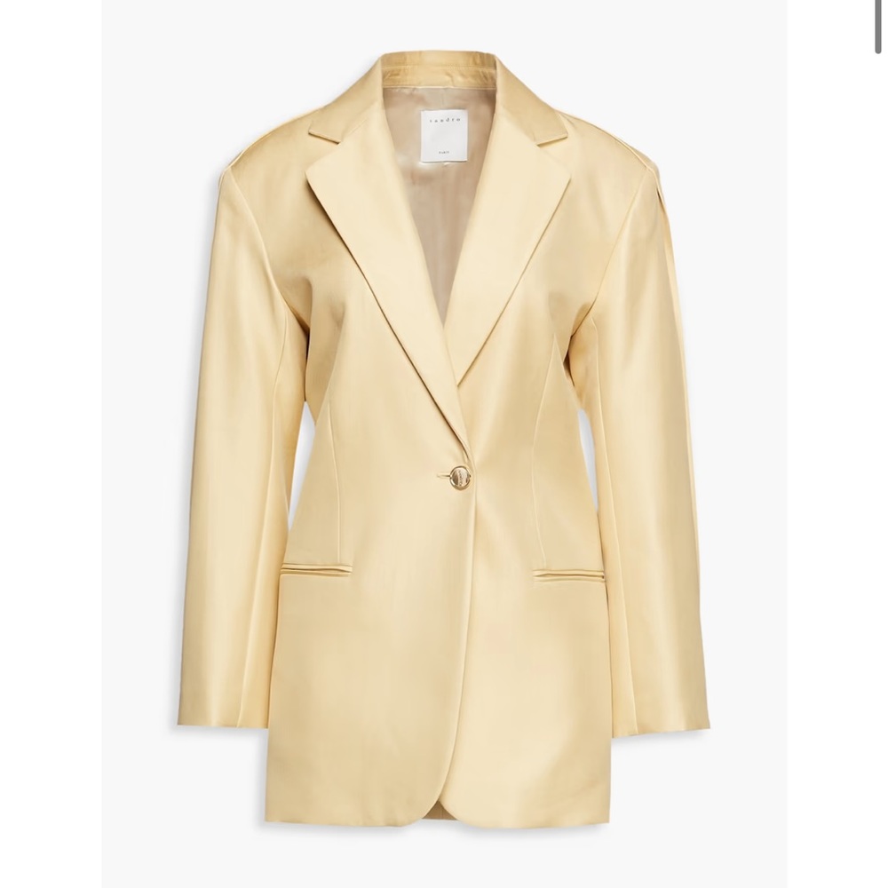 Sandro pleated yellow ebene twill blazer one button FR 40 / US 8